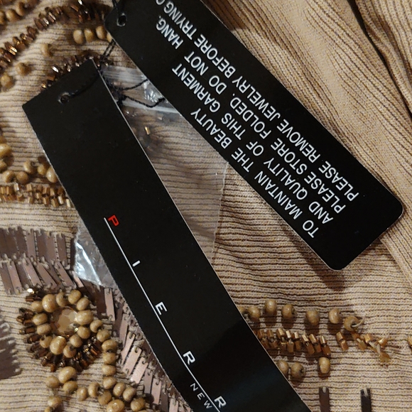 NWT Pierre New York Small knit long sleeve beaded top - Picture 5 of 5